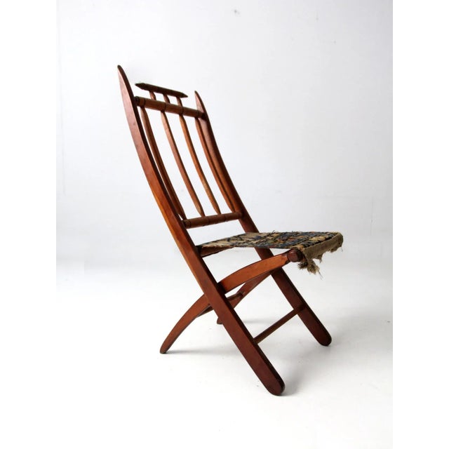 Wood Antique Victorian Folding Camp Chair For Sale - Image 7 of 12