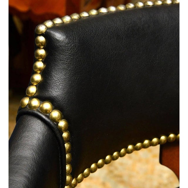 Modern English Mahogany and Leather Captains Chair For Sale - Image 4 of 7