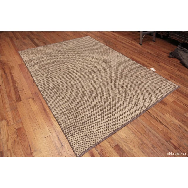 A Versatile And Decorative Neutral Cream Color Checkerboard Geometric Pattern Modern Area Rug, Country of Origin: Central...