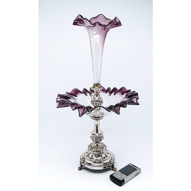 Art Nouveau Bowl on Stand with Flute Vase, 1900s For Sale - Image 3 of 13
