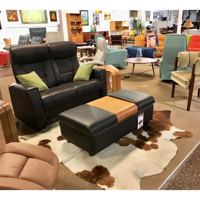 Fjords Amsterdam Brown Leather Scandinavian Storage Bench and Coffee Table For Sale - Image 6 of 12