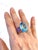 Bochic "Orient" Vintage Blue Topaz & Pink Sapphire Cocktail Ring 18K Gold & Silver, Size 7 For Sale - Image 4 of 18