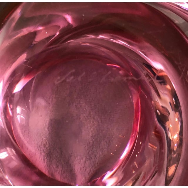 1950s 1950s Val St. Lambert Crystal Mid Century Pink Ashtray Bowl For Sale - Image 5 of 6
