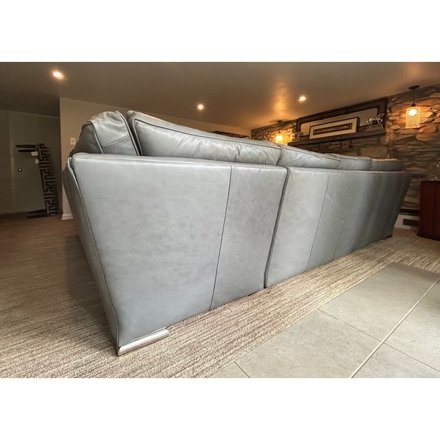 Quality grey leather sectional sofa from Century Furniture. Deluxe, comfortable cushions provide just enough support and...