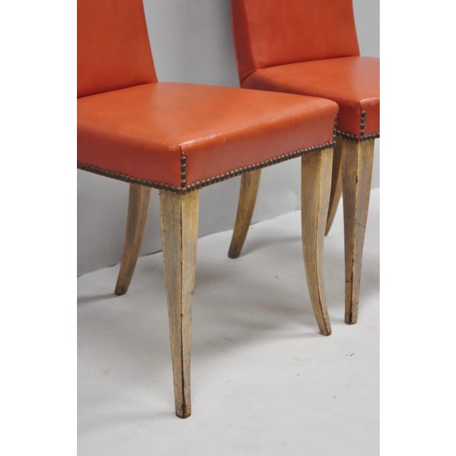 Vintage French Art Deco Gio Ponti Style High Back Pickled Wash Side Chair - Pair For Sale - Image 9 of 18
