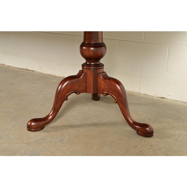 Henredon Georgian Carved Solid Cherry Wood Double Pedestal Extension Dining Table, Newly Refinished For Sale - Image 12 of 15