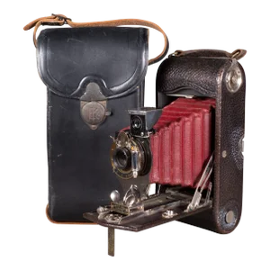 Large Antique Kodak No. 2c Folding Pocket Camera With Original Leather Case C.1914