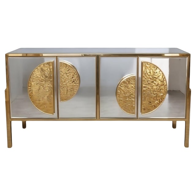 Mirrored Sideboard with Embossed Brass Handles from Justfurnituress For Sale - Image 11 of 11