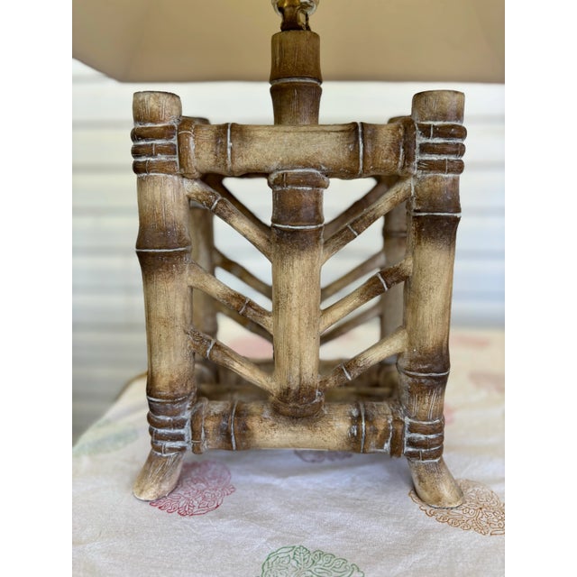 Chinoiserie Pair of Pacific Coast Lighting Sculptural Faux Bamboo Chinoiserie Table Lamps For Sale - Image 3 of 12