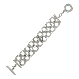 Late 20th Century Tiffany & Co. Sterling Silver Double Cushion Link Modernist Bracelet For Sale