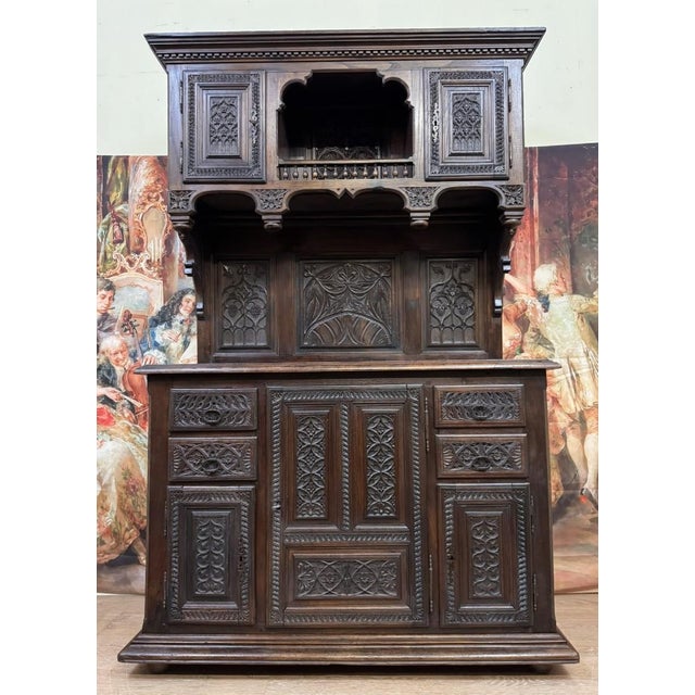 Brown Renaissance Style Cabinet in Carved Wood, 1850s For Sale - Image 8 of 8