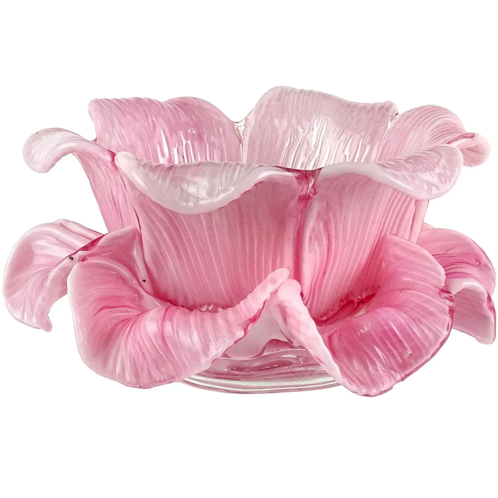 Fratelli Toso Murano Vintage Pink White Mottled Double Flower