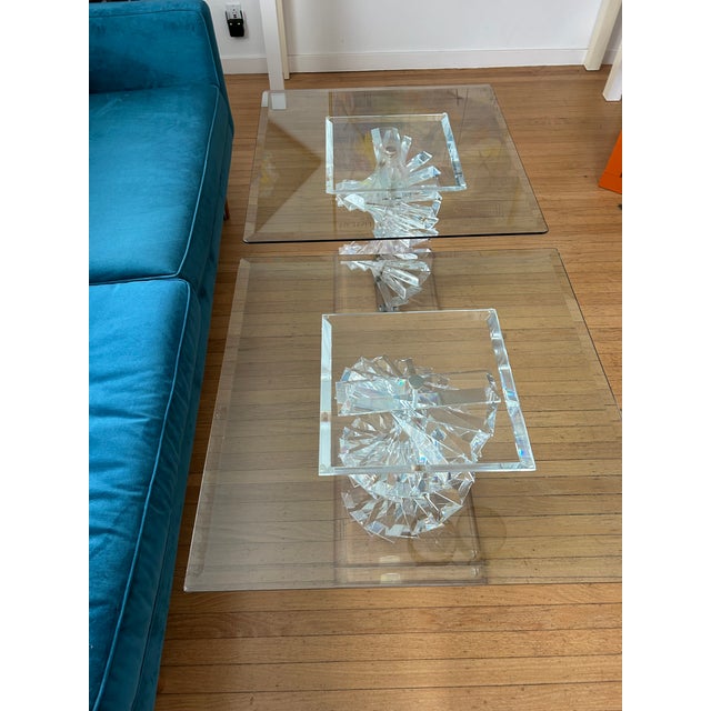 1970s Modern Stacked Lucite Spiral Dna Helix Side Tables For Sale - Image 5 of 12