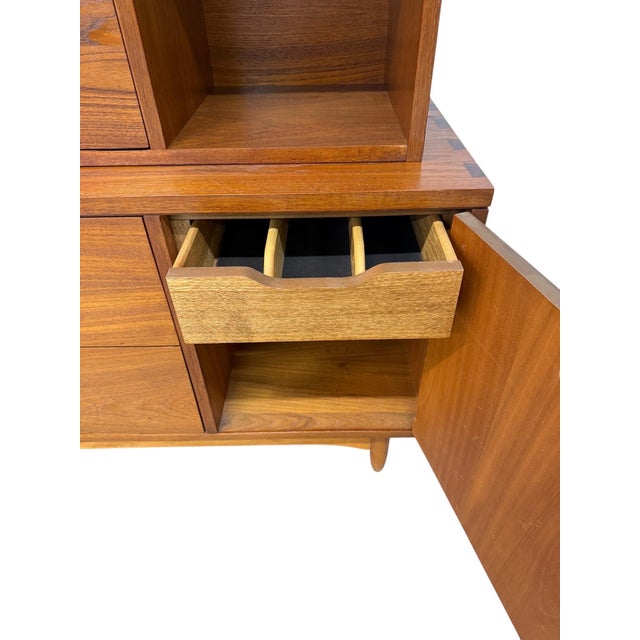 Brown Mid-Century Modern Lane 2-Piece Walnut Storage Cabinet For Sale - Image 8 of 11