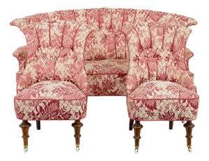 Early 20th Century 3 Piece Upholstered Salon Suite, 1900s, Set of 3