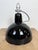 Industrial Black Enamel Factory Lamp with Cast Iron Top, 1950s For Sale - Image 9 of 16
