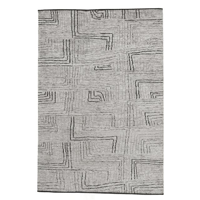 Adrian Hand knotted Wool/Bamboo/Silk Ivory/Gray/Beige Rug-6'x9" For Sale - Image 9 of 9