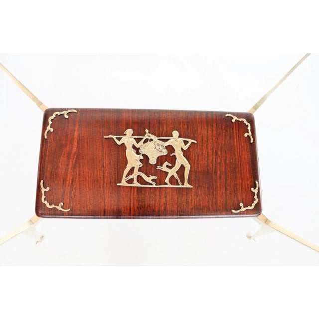 Italian Coffee Table in Brass and Mahogany, 1950s For Sale - Image 9 of 18