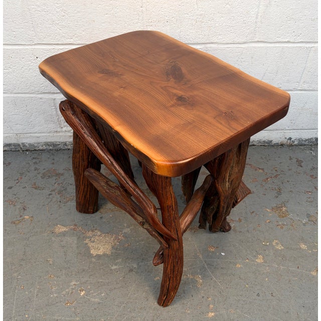 Mid 20th Century Rustic Live-Edge Black Walnut End Tables For Sale - Image 11 of 13
