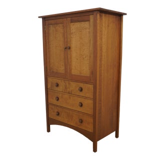 Stickley Tiger Maple & Cherry Bedroom Armoire Chest For Sale