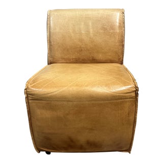 Restoration Hardware Bruno Leather Dining/Slipper Chair For Sale