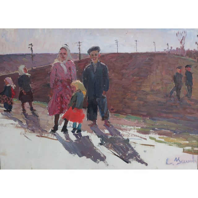 Soviet Family Oil Painting, Socialist Realism, Ukrainian Art, 1970 46-65 For Sale
