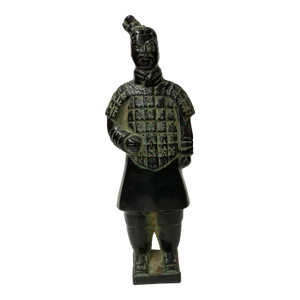 Chinese Black Green Rustic Ancient Artistic Terra Cotta Soldier Figure