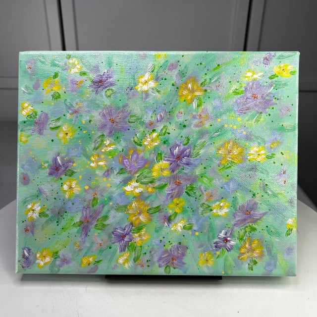 Flowering 7 Floral Wall Art 8" X 10" Acrylic Painting on Stretched Canvas For Sale - Image 4 of 7