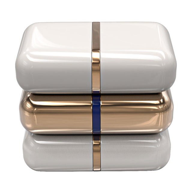 "Passione" Side Table With Bronze and Stainless Steel