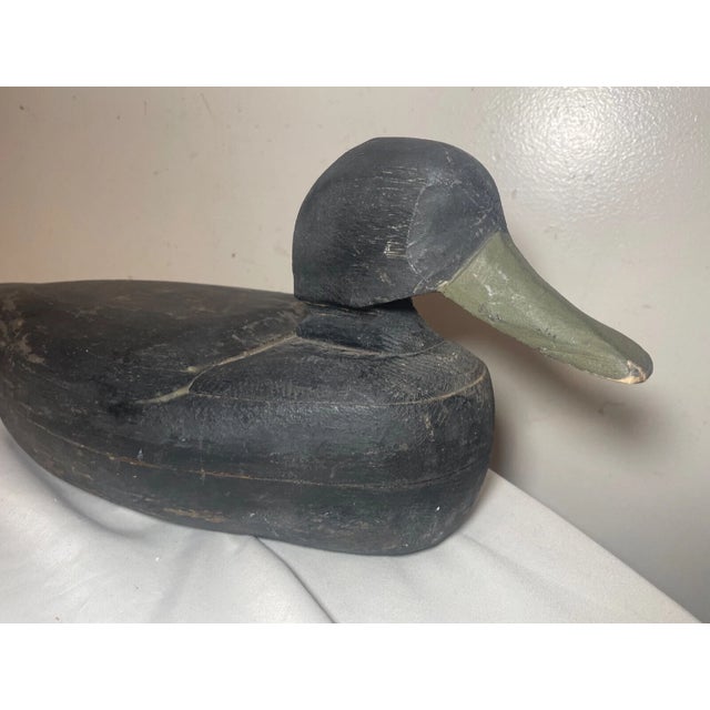 Black Vintage 69 Tuckerton Carved Wood Folk Art Hollow Body Black Duck Decoy Sculpture For Sale - Image 8 of 12