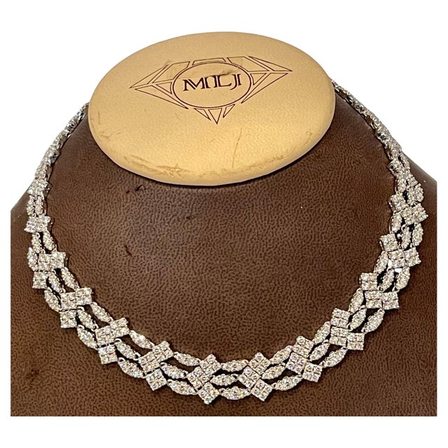 Silver Sidney Garber's Vintage 35 Ct Diamond Bridal Necklace 18 Karat White Gold 60 Gm For Sale - Image 8 of 8