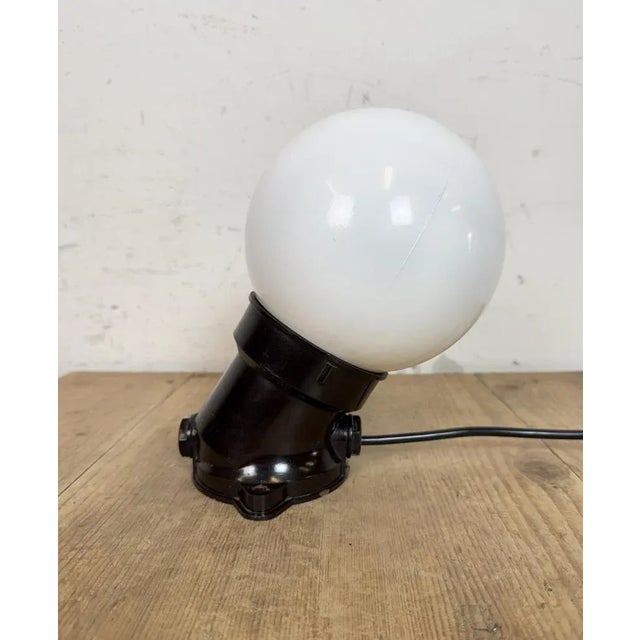Vintage Brown Bakelite Wall Light with Milk Glass, 1970s For Sale - Image 4 of 10