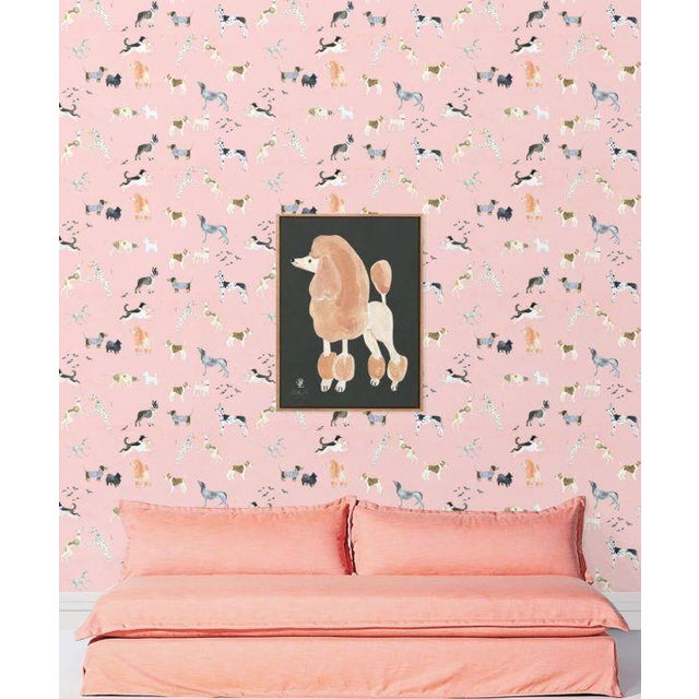 Doggies Wallpaper in Teal | Chairish