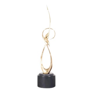 Vintage Life-Size Brass Crane Sculpture by Boris Lovet-Lorski, 1950s For Sale