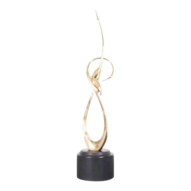 Vintage Life-Size Brass Crane Sculpture by Boris Lovet-Lorski, 1950s For Sale
