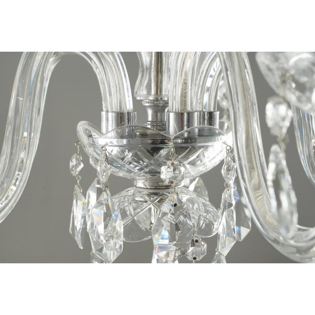 Restored Traditional Clear Crystal Five Arm Chandelier For Sale - Image 6 of 10