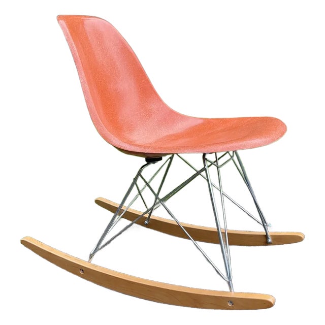 1960s Mid Century Modern Vintage Herman Miller Eames Fiberglass Rocking Chair For Sale