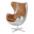 Cruz Modern Egg Chair - Brown Leather and Metal Spitfire Shell For Sale