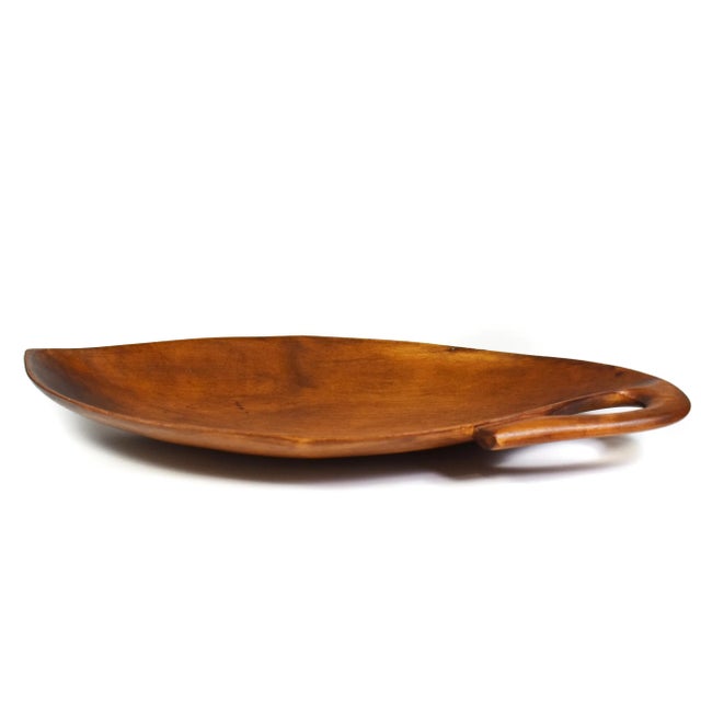 20th Century Carved Solid Wood Leaf Shape Dish For Sale - Image 4 of 6
