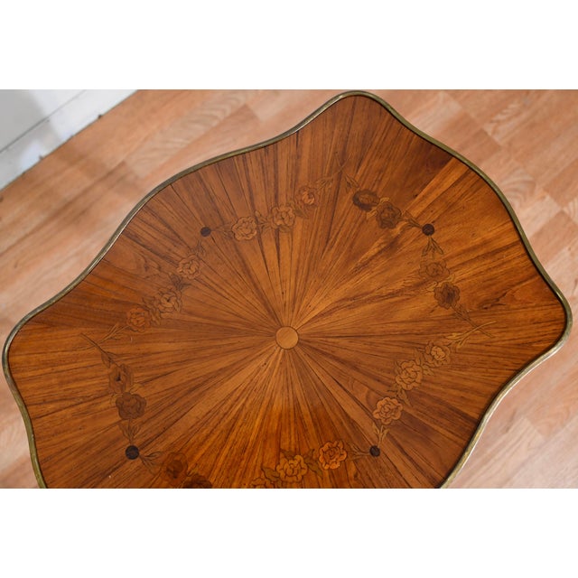 1920s Antique French Louis XV Walnut & Satinwood Inlay Nightstand Made in France For Sale - Image 14 of 14