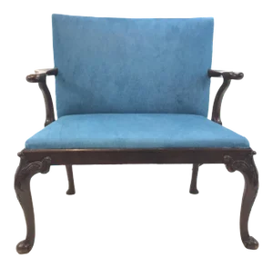 Traditional Scottish Mahogany Settee With Turquoise Cowhide
