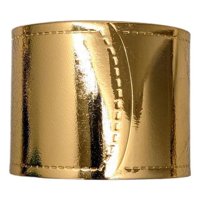 Vintage 1980s Signed Monet Wide Goldtone Cuff Bracelet For Sale