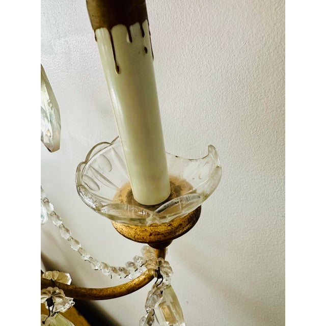 Gold Mid 20th Century Pale Yellow Onyx and Crystal Candelabra Lamp For Sale - Image 8 of 9