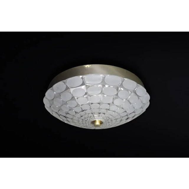 Mid-Century Modern Space Age Round Flush Mount in Frosted Glass by J. T. Kalmar for Kalmar, Austria, 1960s For Sale - Image 3 of 11