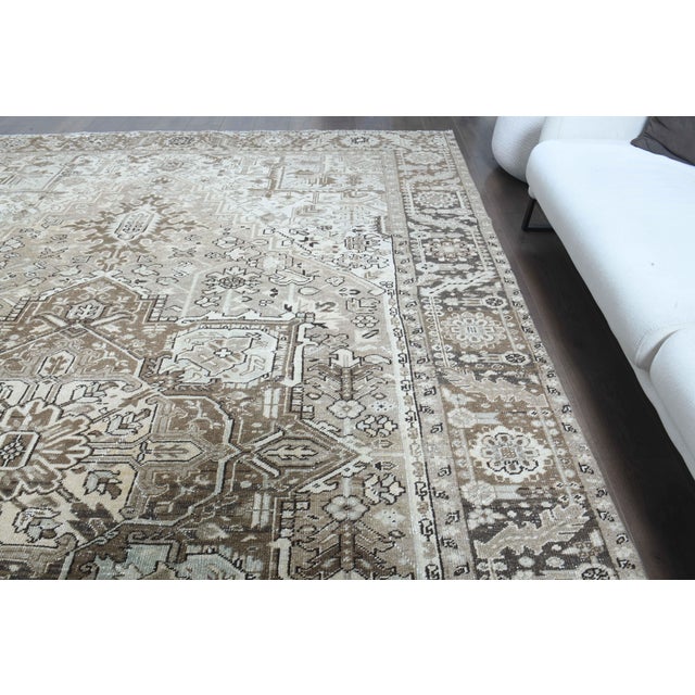 1960s Vintage Persian Handmade Wool Cotton Light Brown Area Rug For Sale In San Francisco - Image 6 of 11