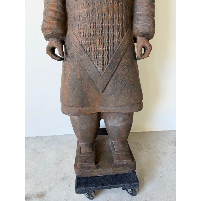 Black Chinese Life-Size Terracotta Warrior Free Standing Floor Sculpture For Sale - Image 8 of 12