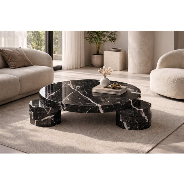 Contemporary Handmade Round Table with Octagonal Feet by Andrea Grasso For Sale - Image 3 of 7