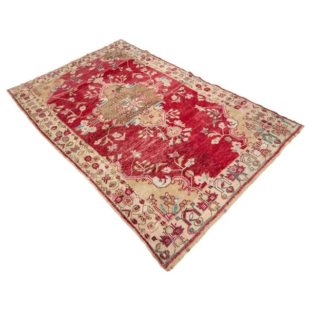 1960s Vintage Turkish Konya Rug- 4′7″ × 7′ For Sale - Image 4 of 7