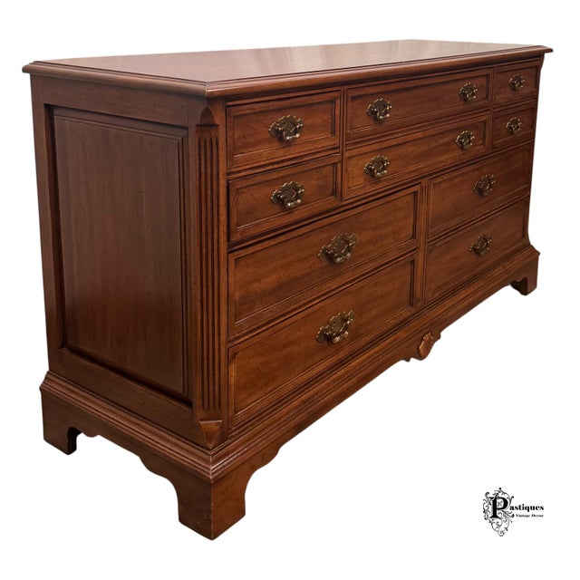 Wood Vintage Davis Cabinet Company Traditional French County Style Walnut Dresser For Sale - Image 7 of 11