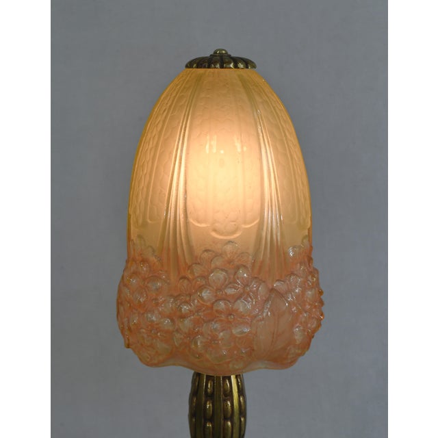 Metal French Art Deco Lamp by Hettier Et Vincent & Muller Freres - 1920s France For Sale - Image 7 of 14